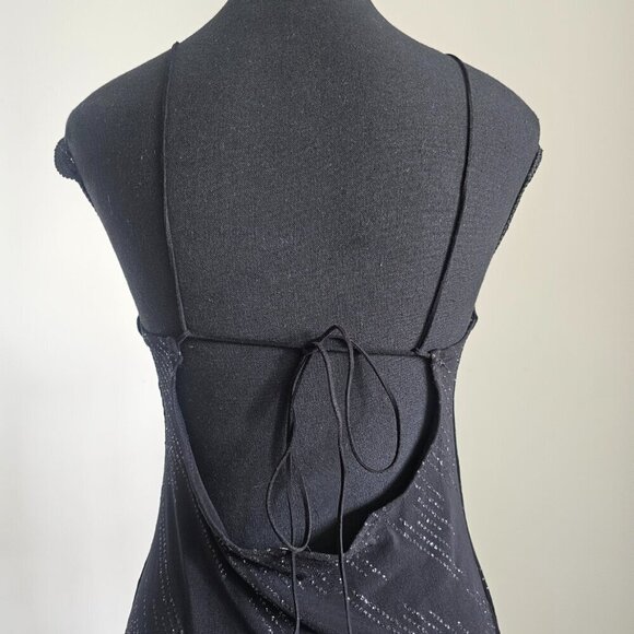 Women's Black Spaghetti Strap Asymmetrical Party Dress - Picture 4 of 16